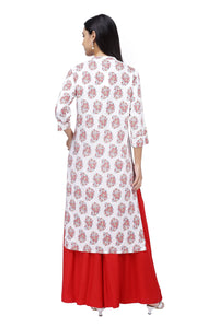 Red Floral Printed Kurta