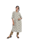 Beige Floral Print Kurta