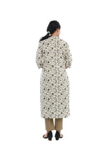 Beige Floral Print Kurta