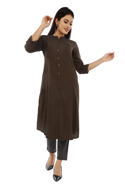 Olive Essential Solid Kurta