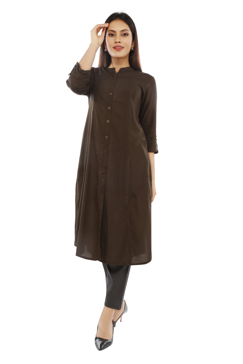 Olive Essential Solid Kurta