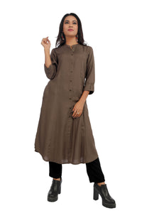 Brown Essential A-Line Kurta