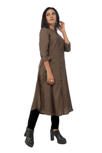 Brown Essential A-Line Kurta