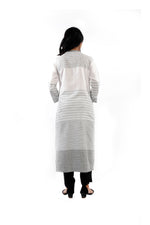 White Grey Straight Cut Kurta
