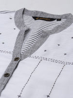 Grey & White Striped Straight Kurta