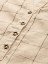 Beige Grey Checked Straight Cut Kurta