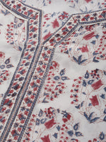 White  Maroon Printed Straight Cut  Kurta