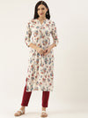 White  Blue Paisley Printed Straight Cut  Kurta