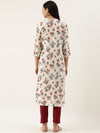 White  Blue Paisley Printed Straight Cut  Kurta