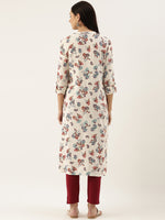 White  Blue Paisley Printed Straight Cut  Kurta