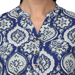 Navy Blue  Off-White Printed Straight Kurta