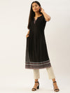 Black Embroidered Thread Work Kurta