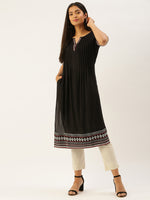 Black Embroidered Thread Work Kurta