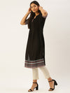 Black Embroidered Thread Work Kurta