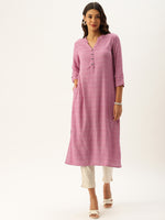 Pink  Off-White Printed Straight Cut Kurta