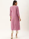 Pink  Off-White Printed Straight Cut Kurta