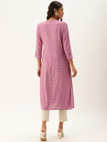 Pink  Off-White Printed Straight Cut Kurta