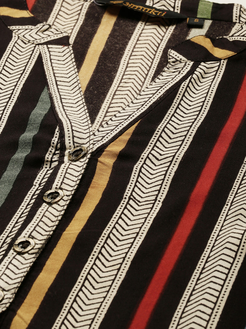 Multicoloured Striped Straight Cut Kurta