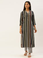 Multicoloured Striped Straight Cut Kurta