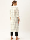 Off-White & Navy Blue Checked Straight Kurta