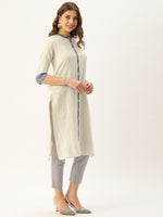 Beige Solid Straight Kurta