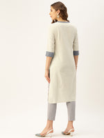 Beige Solid Straight Kurta