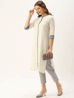 Beige Solid Straight Kurta