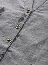 Grey & Black Printed Straight Kurta