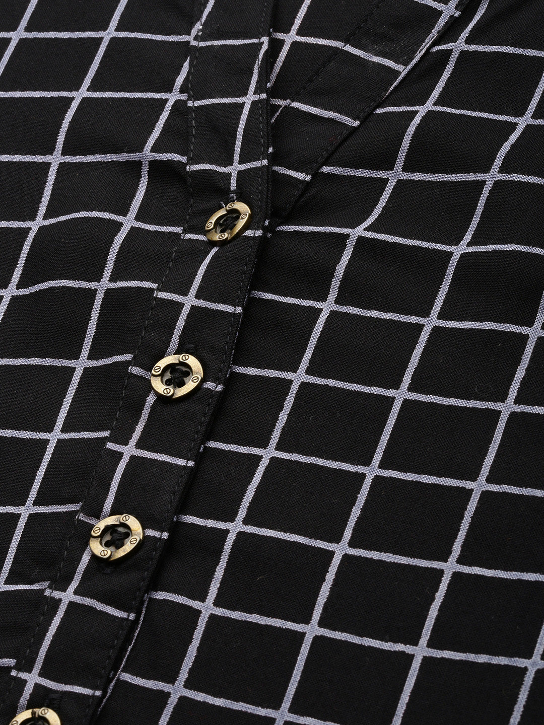 Black & Grey Checked Straight Kurta