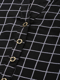 Black & Grey Checked Straight Kurta