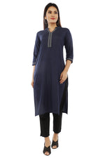 Navy Blue Embroidery Kurta