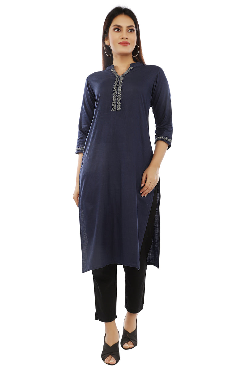 Navy Blue Embroidery Kurta