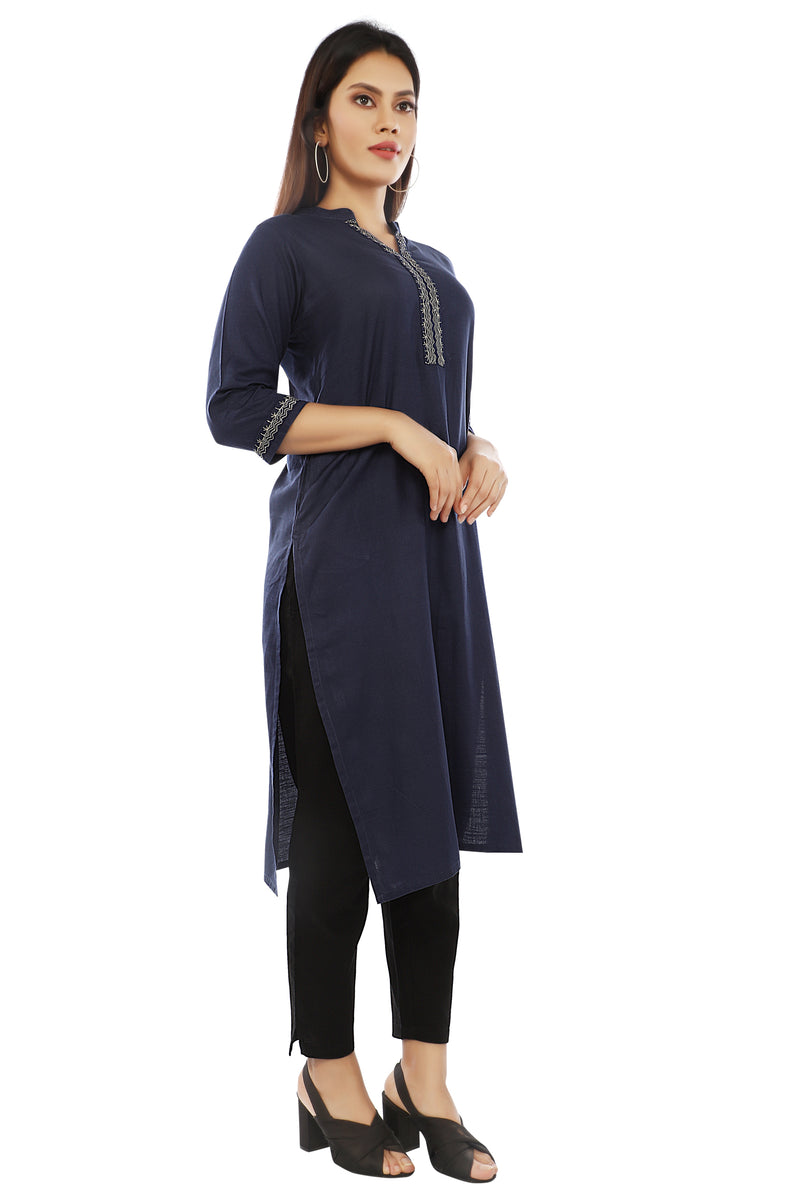 Navy Blue Embroidery Kurta