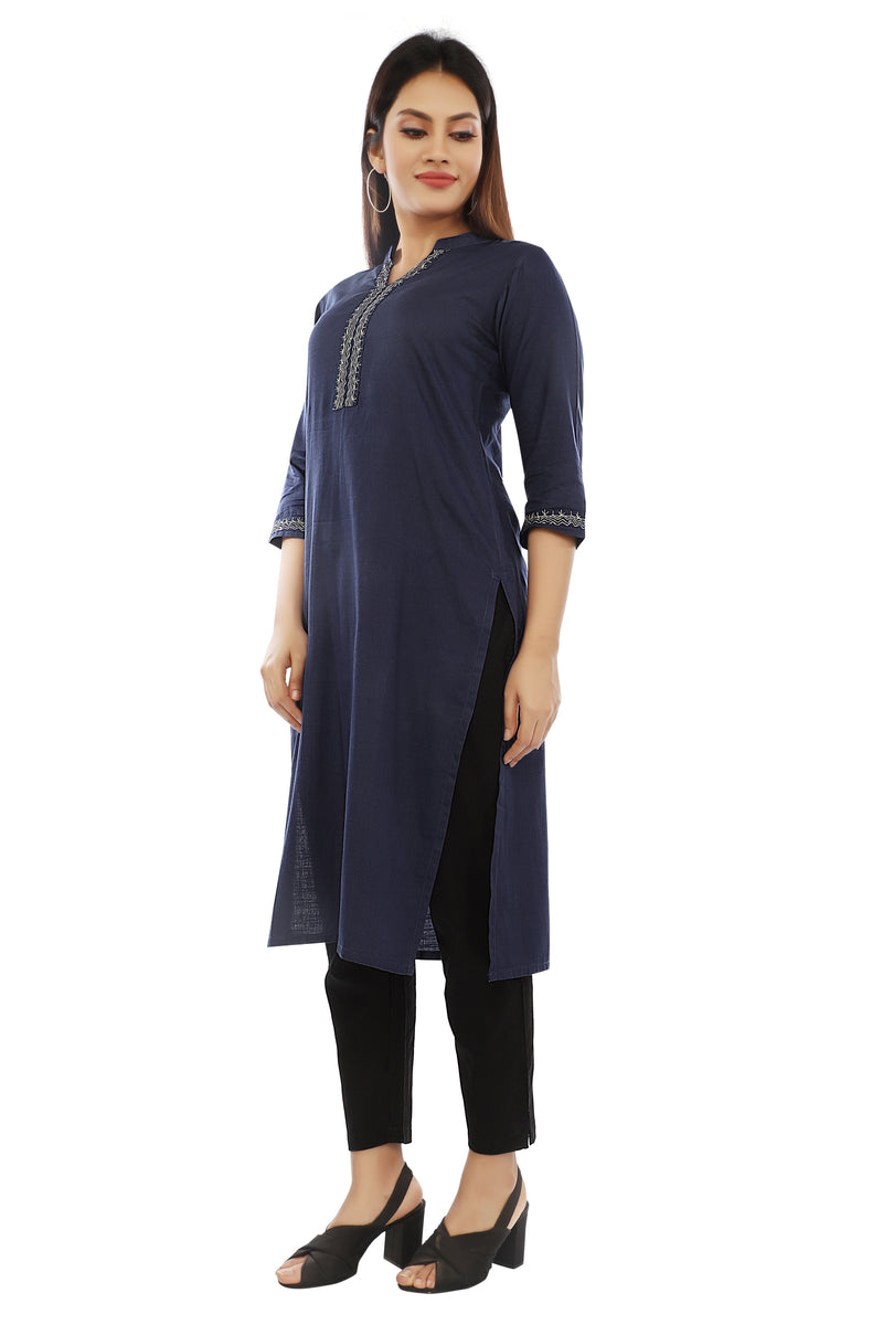 Navy Blue Embroidery Kurta