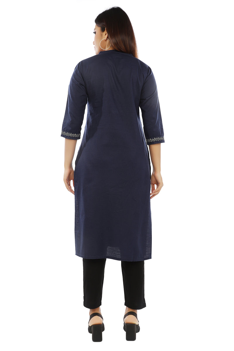 Navy Blue Embroidery Kurta