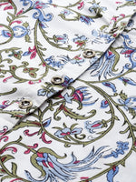 White & Blue Floral Printed Straight Kurta
