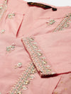 Pink & Golden Ethnic Motifs Embroidered Straight Panelled Kurta