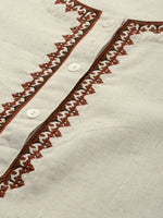 Off-White Yoke Design Embroidered Straight Kurta