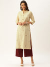 Off-White Embroidered Straight Kurta