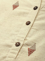 Off-White Embroidered Straight Kurta