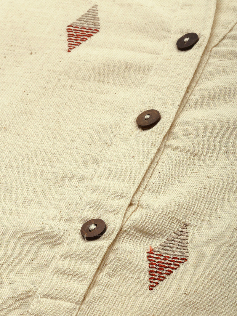 Off-White Embroidered Straight Kurta