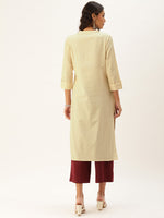 Off-White Embroidered Straight Kurta