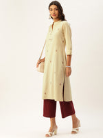 Off-White Embroidered Straight Kurta
