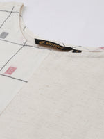 Off-White Placement Checked Straight Kurta