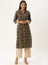 Black & Blue Printed Straight Kurta