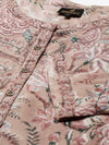 Beige & Pink Ethnic Motifs Print Straight Kurta