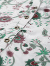 White & Green Floral Printed Straight Kurta
