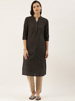 Black Zig Zag Printed Kurta