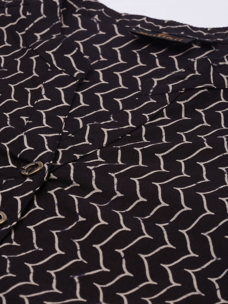 Black Zig Zag Printed Kurta