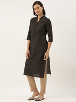 Black Zig Zag Printed Kurta